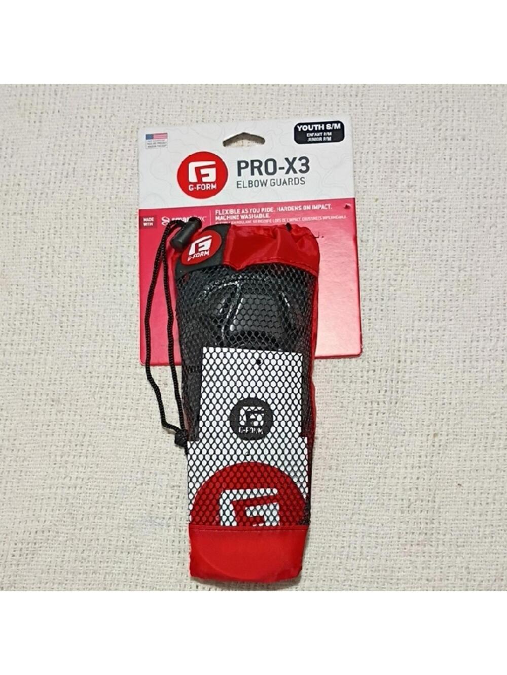 NWT G-Form Pro-X3 Elbow Guards - Black and Red Smart Flex Youth Size S/M